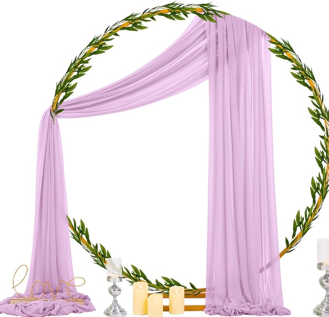 Socomi Lilac Purple Wedding Arch Draping Fabric 29" x 20Ft 1 Panel Sheer - Image 3