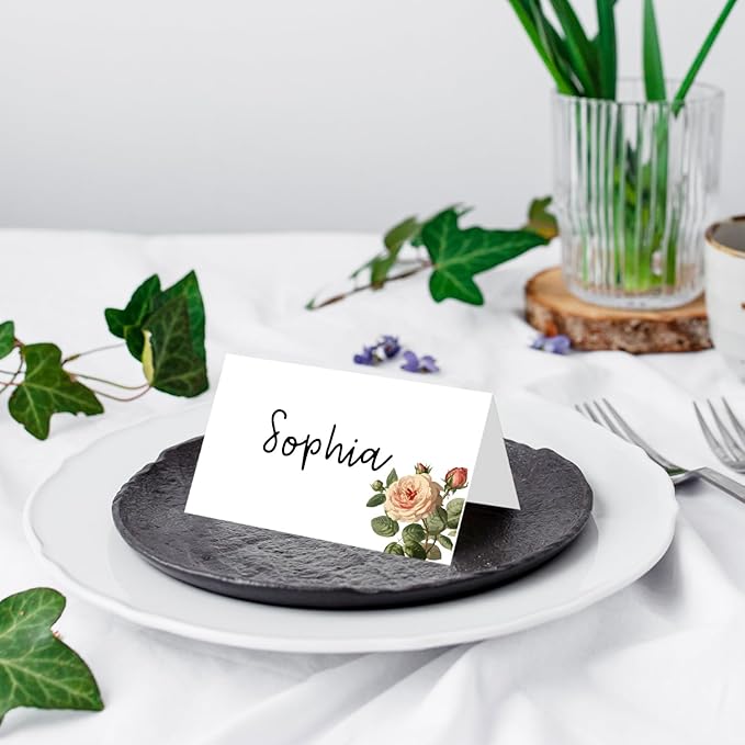 25 Pack Floral Place Cards, Editable Name Cards - Image 4