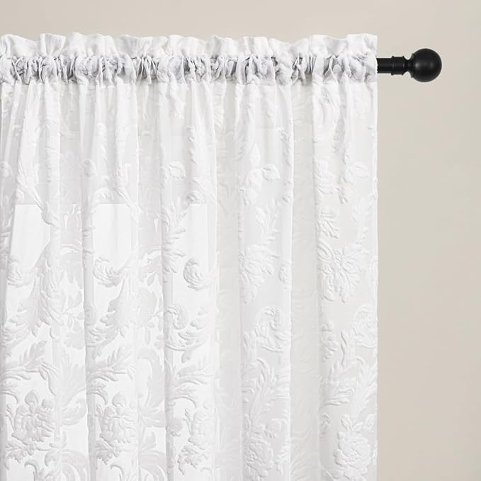 Curtains Sheer White Curtain Panels Boho Farmhouse Drapes by MYSTIC-HOME