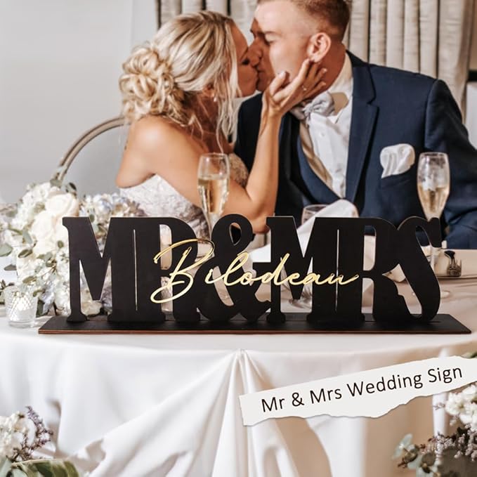callie Personalized Mr and Mrs Wedding Table Sign, Custom Name Date Mr and Mrs - Image 3