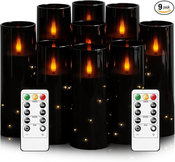 Flameless LED Candles with Timer 9 Pc Flickering Flameless Candles by FLAMELESSCANDLES