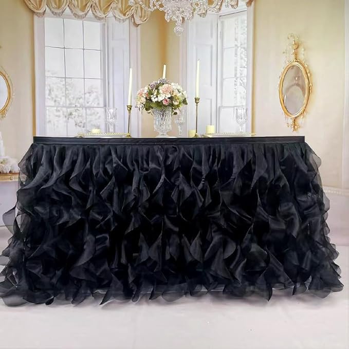 Luxury Organza Mesh Table Skirt Draping Floating Romance - Image 4