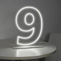 Number 9 Neon Sign for First Birthday, 16.54" Cool White USB Battery Powered by LIYUNEON