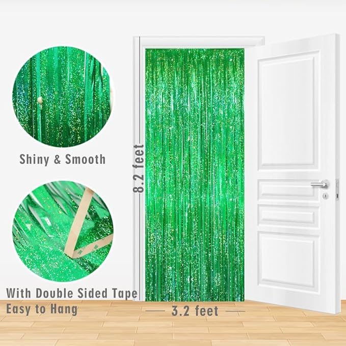 GOER 3.2 ft x 8.2 ft Metallic Tinsel Foil Fringe Curtains Party Photo Backdrop - Image 3