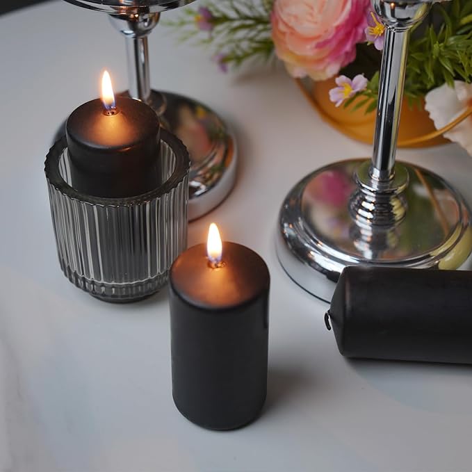 Set of 20 | 2-Inch Wide x 4-Inch Tall Black Pillar Candles - Image 5