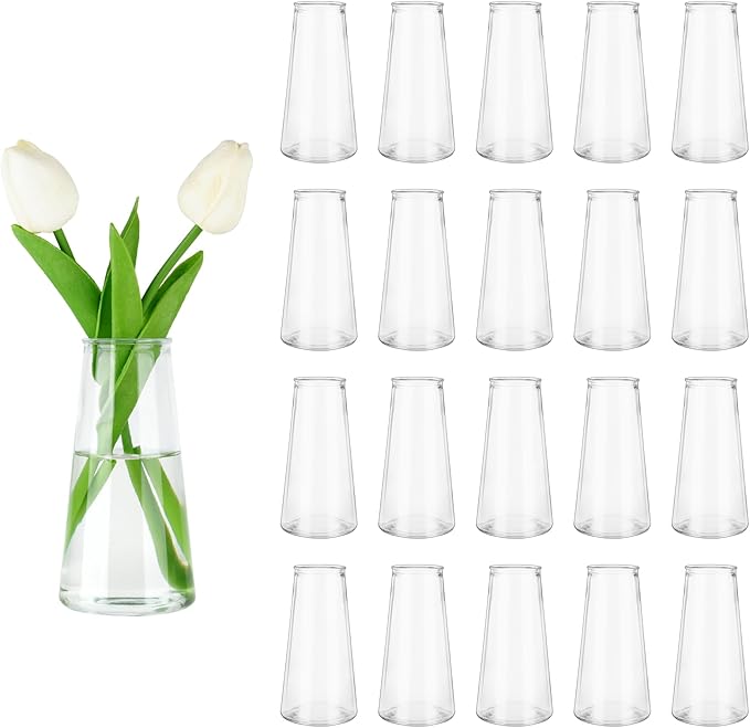 Glass Bud Vases for Centerpieces, Small Flower Vase in Bulk Set of 20, Modern by VIVIRENOIR