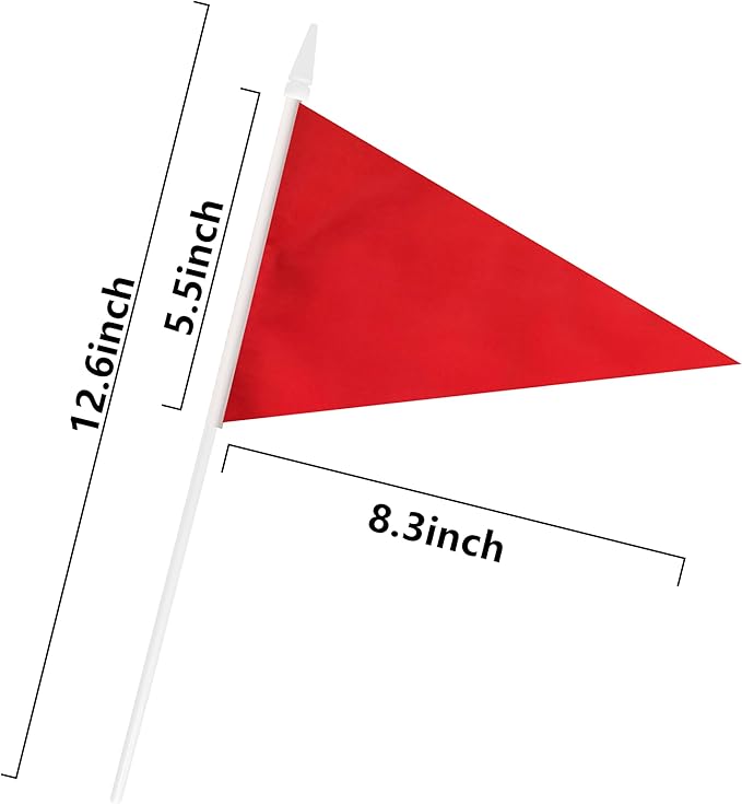 12 Pack Red Pennant Flags Small Mini Hand Held Solid Color Pennant On Sticks - Image 6
