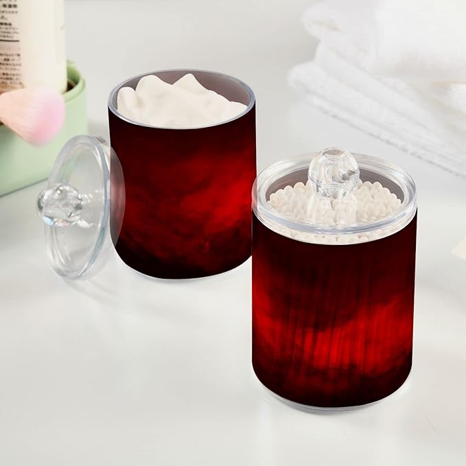 Gredecor 4 Pack Qtip Holder Clear Red Apothecary Jars - Image 5