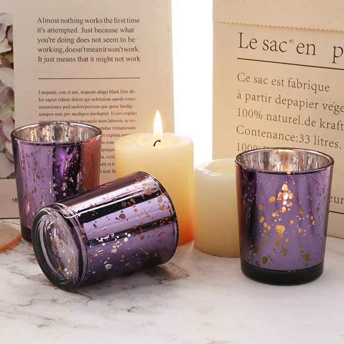 Purple Mercury Glass Tea Light Holders Set of 36 - Image 5