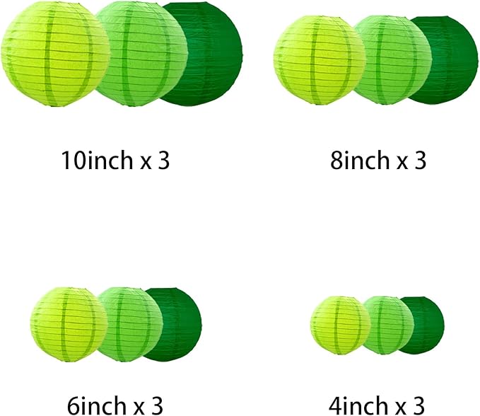 Green Paper Lanterns Decorative, Chinese/Japanese Hanging Round Paper Lanterns - Image 2