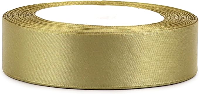 Champagne Gold Solid Satin Ribbon 1 Inch 25 Yards Solid Polyester Fabric Ribbon - Image 3