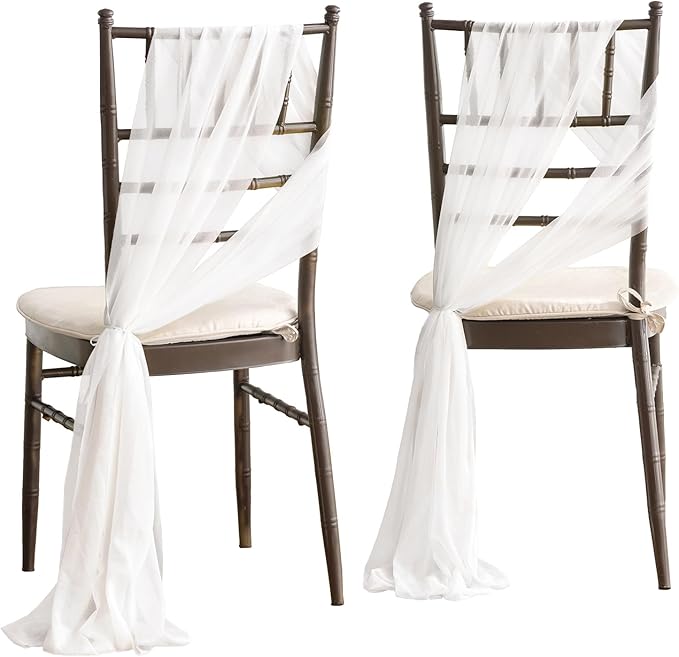 Ling's Moment Wedding Chiffon Chair Sashes Cover Aisle Decorations Draping by LingsMoment
