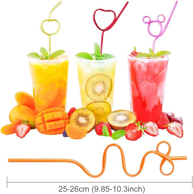 24 Pcs Silly Crazy Straws for Kids Reusable Plastic Loop Curly Crazy Drinking - Image 2