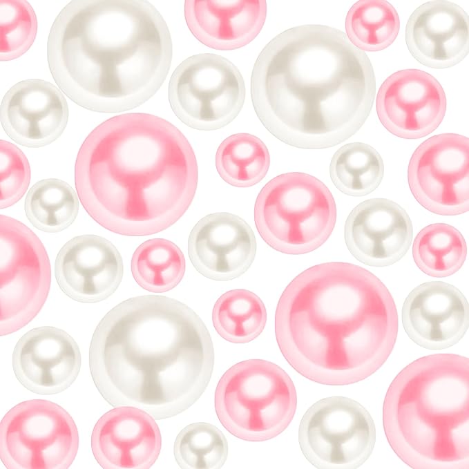 300Pcs Pearl Vase Filler, Ivory Lightpink No Hole Faux Pearl Beads by Unknown