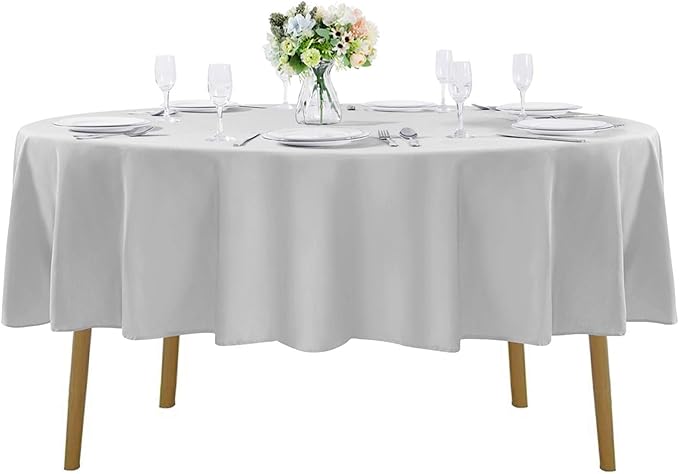 60 inch Round Tablecloth Washable Polyester Table Cloth Decorative Table Cover by Cupuamon