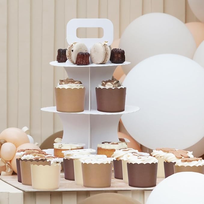 Whaline 120Pcs Brown Paper Baking Cups Scalloped Edge Cupcake Wrappers Gradient - Image 5