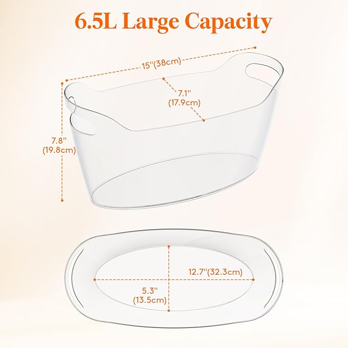 Lifewit Large 6.5L Ice Bucket for Parties, Portable Drink Bucket for Cocktail - Image 3