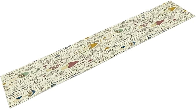 Mushroom Table Runner, Colorful Wild Plants and Fungus Botanical Plants Pattern - Image 8