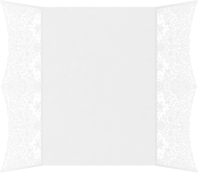 LUXPaper Laser Cut Gatefold Invitations | 5" x 7 1/4" | Pointed Lace by LUXPaper