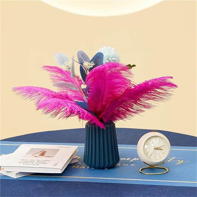 NEWONG 30pcs Hot Pink Ostrich Feathers Natural Bulk 9-12inch Vase Craft Wedding - Image 7