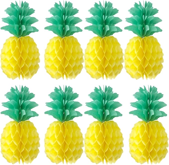 8inch Paper Pineapple Honeycomb Decorations 8pcs Tissue Party Pineapple by Yangeey