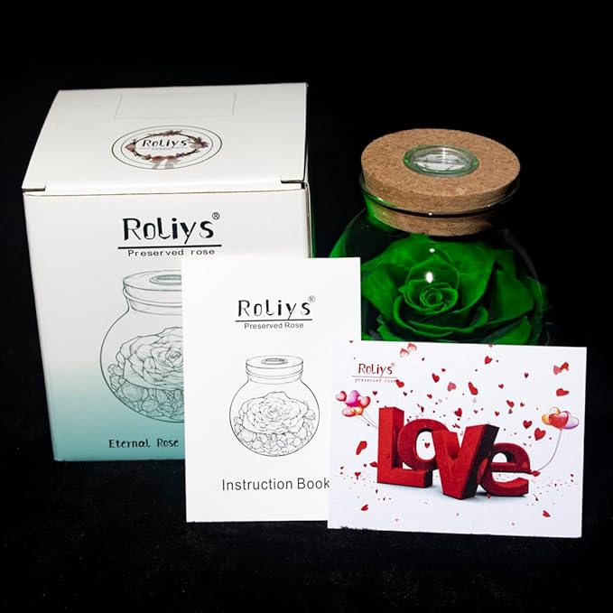 Preserved Real Roses with Colorful Mood Light Wishing Bottle, Eternal - Image 3