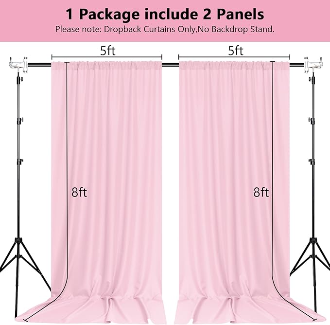MEETSKY Pink Backdrop Curtain for Parties Baby Shower Pink Photo Curtains - Image 2