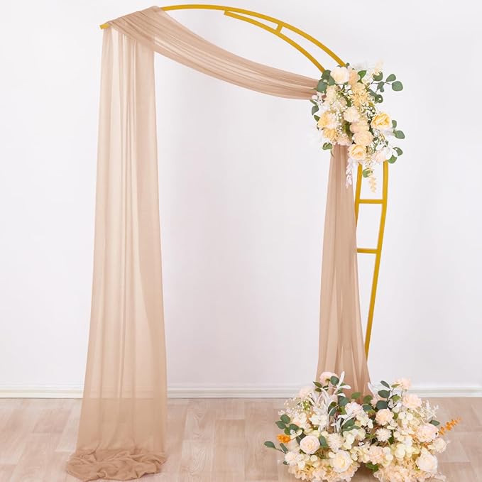 Socomi Wedding Arch Draping Fabric 29" x 20Ft 4 Panels Nude Sheer Outdoor - Image 3