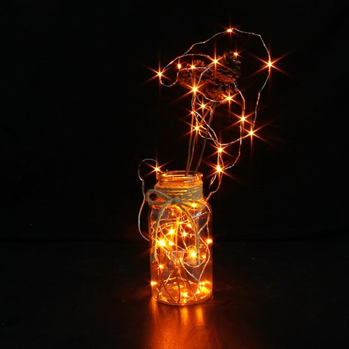 CYLAPEX 6 Pack Orange Fairy Lights String Battery Operated Fairy Lights Firefly - Image 3