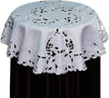 Creative Linens Embroidered Floral Tablecloth 33" Round White Topper by Creative+Linens