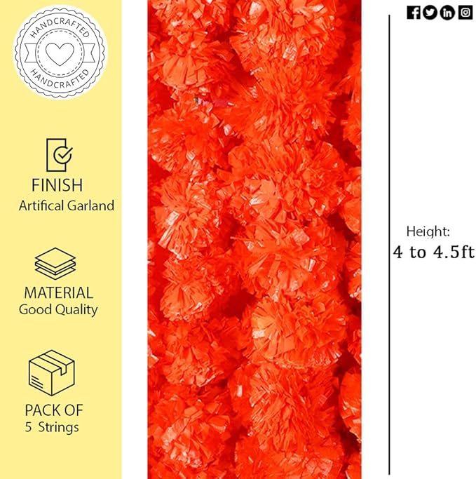 Artificial Marigold Flower Garland - Image 3
