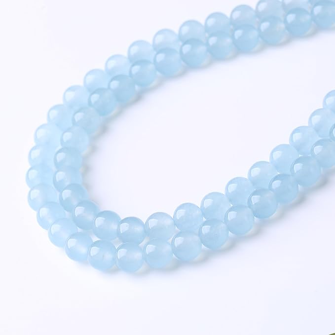 Ice Blue Chalcedony Stone Beads Gemstone Round Crystal Energy Jade Beads Stone - Image 2
