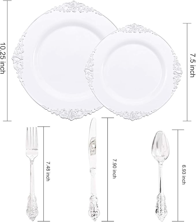 Liacere 150PCS Silver Plastic Plates - Image 2