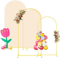 Arch Backdrop Stand with Beige Spandex Arch Cover Set of 2 6FT 7.2FT Spandex by OMKSIH