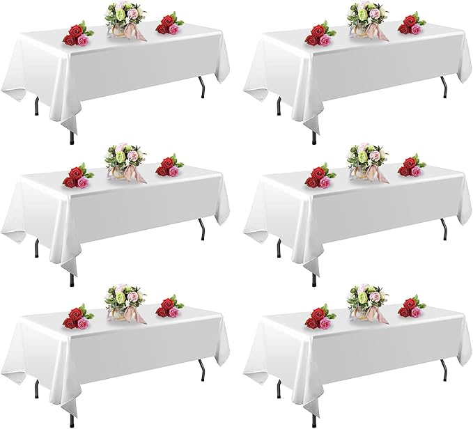 6 Pack White Table Cloth Rectangle Table 60 x 102 Inch Tablecloths by TableClothAndTableRunner