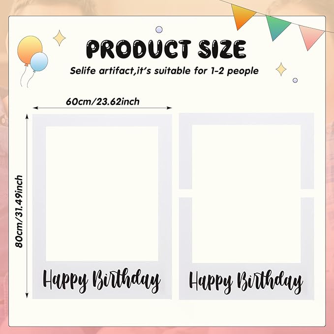 32 x 24 Inch Large Photo Booth Props Picture Frame Happy Birthday Party Frame - Image 2