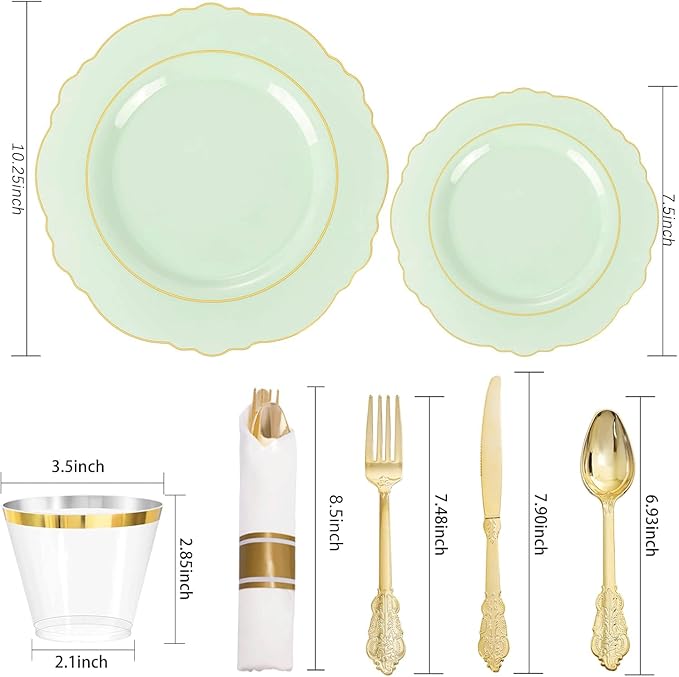 Liacere 350PCS Light Green Plates - Image 2