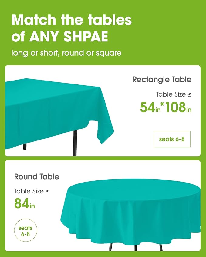 Pureegg Plastic Table Cloth Disposable 10 Pack, 54 x 108 Inch Table Cloths - Image 2