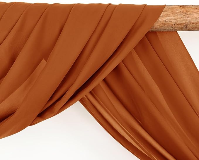 Wedding Arch Draping Fabric 2 Panels 30'' x 18FT Terracotta Sheer Chiffon Arch - Image 3