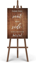 Rustic Wooden 'Please Pick A Seat Not A Side' Wedding Welcome Sign by Eletina