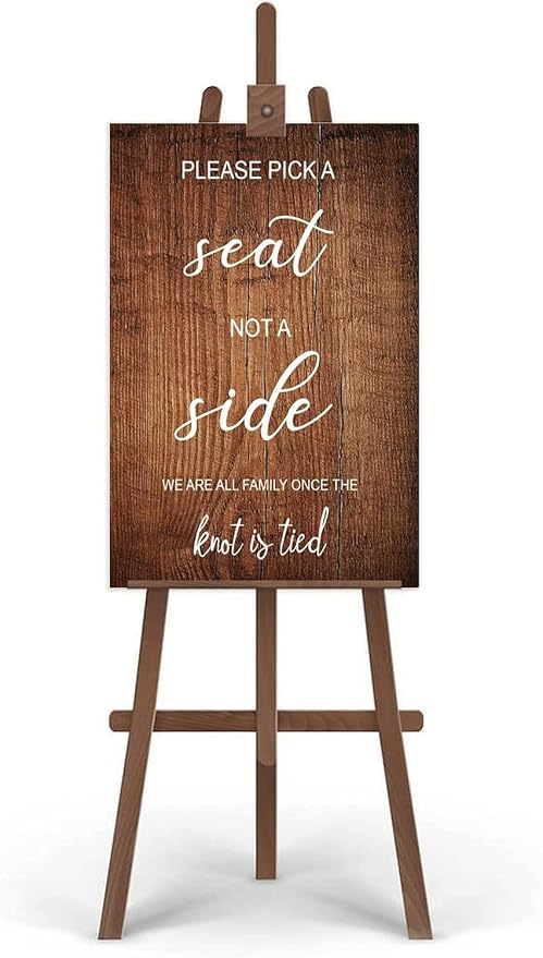 Rustic Wooden 'Please Pick A Seat Not A Side' Wedding Welcome Sign by Eletina