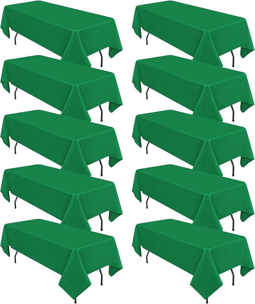 10 Pack Green Tablecloths for 6ft Rectangle Tables 60 x 102 Inch by REWOMC