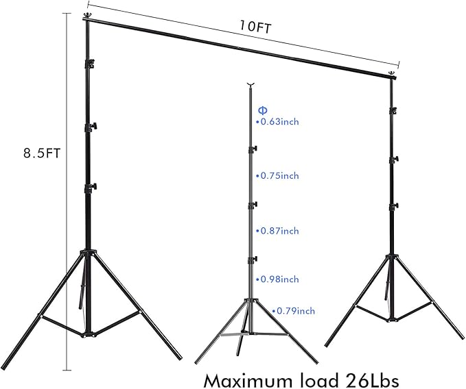 SLOW DOLPHIN 10x 8.5 ft Photo Backdrop Stand, Adjustable Photography Background - Image 2