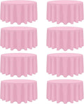 8 Pack Pink Round Tablecloth 120 Inch Stain and Wrinkle Resistant Round Pink by Heneger