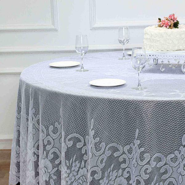 Tableclothsfactory 120" White Premium Lace Round Tablecloth - Image 4