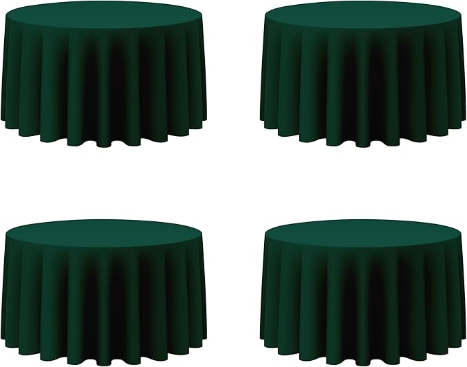 BRILLMAX 4 Pack Hunter Green Round Tablecloths 120 Inch by BRILLMAX