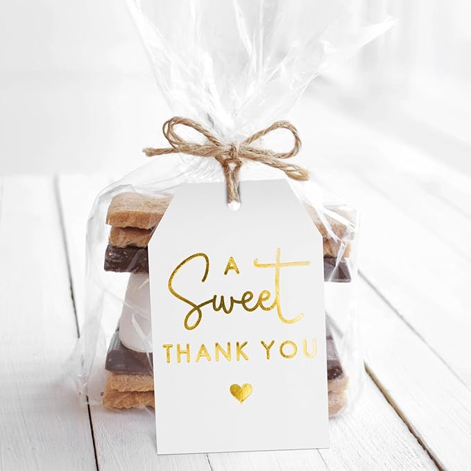 A Sweet Thank You Tags, joycraft 50Pcs Gold Thank You Gift Tags - Image 6
