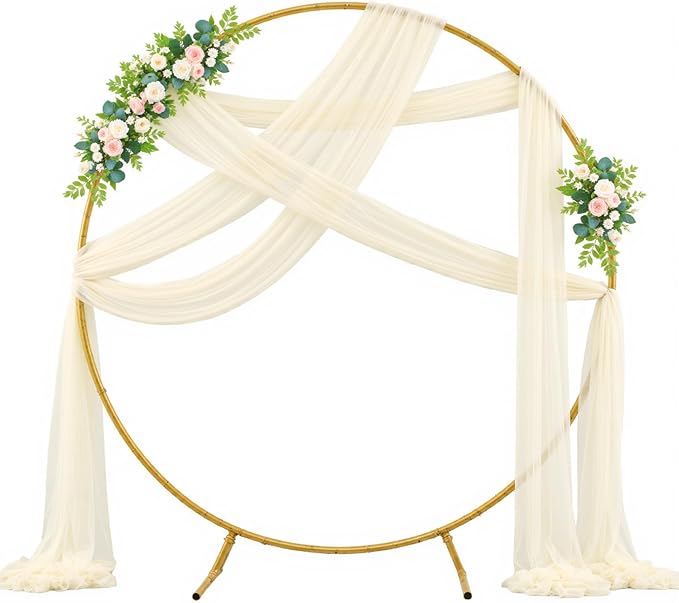 Wedding Arch Draping Fabric Backdrop 2 Panel 30" x 19Ft Ivory Drapes Curtains - Image 6