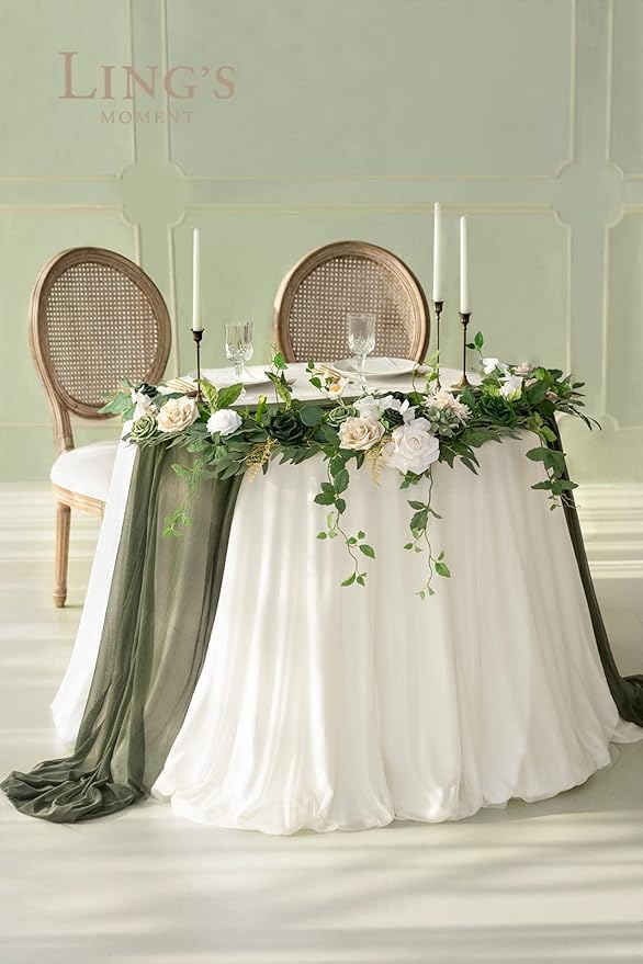Ling's Moment Summer Green Flower Garland - 6FT Eucalyptus & Rose - Sweetheart - Image 2