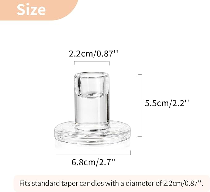 NUPTIO Glass Taper Candle Holders: Set of 2 Clear Small Candlestick Tapered - Image 6